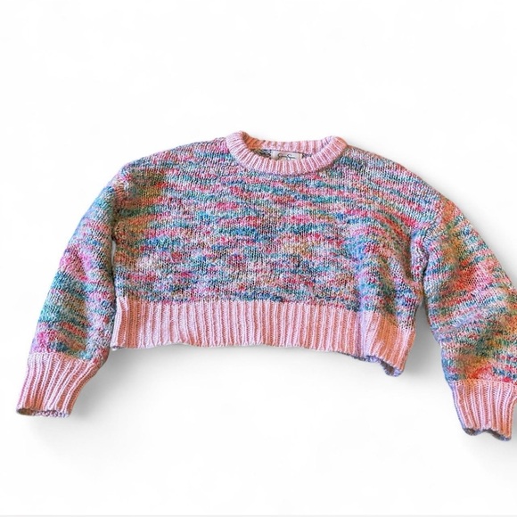 Jessica Simpson Multi-Color Pastel Cropped Knit Sweater Size XS Pink - Picture 1 of 7